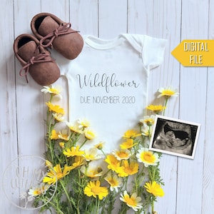 She's a Wildflower | It's a Girl Digital Pregnancy Announcement | Girl Gender Reveal | Custom Social Media Announce Idea| Facebook Instagram