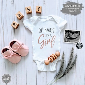 It's a Girl Digital Gender Reveal Announcement | Baby Announcement | Edit Yourself Today! | Social Media Announcement Idea | FB | Instagram