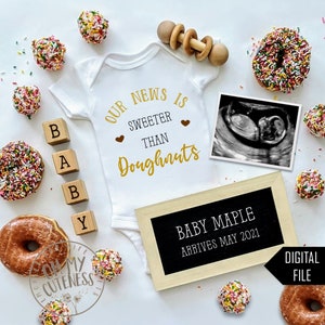 Doughnut Digital Pregnancy Announcement | Sweet News | Donut Social Media Pregnancy Announcement Idea | Sprinkles | Baking | Facebook Insta