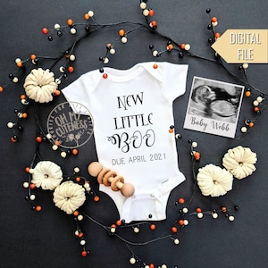 New Little Boo Digital Pregnancy Announcement | Halloween Baby | Fall Baby | Custom Social Media Pregnancy Announcement Idea |Facebook Insta