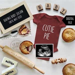 Cutie Pie Digital Pregnancy Announcement | Pie Baking | Cooking Quarantine | Social Media Pregnancy Announcement Idea | Facebook Instagram