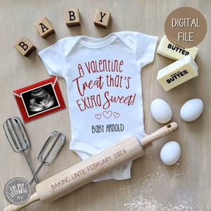 Anuncio digital de embarazo para San Valentín / Anuncio de bebé horneado / Idea de anuncio personalizado para redes sociales / Facebook Instagram