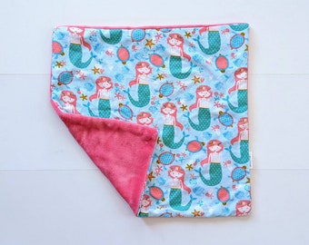 Mermaid Lovey | Baby Lovey | Security Blanket | Ocean Nursery | Baby Shower Gift | Baby Girl | Nautical Nursery | Pink Baby Blanket