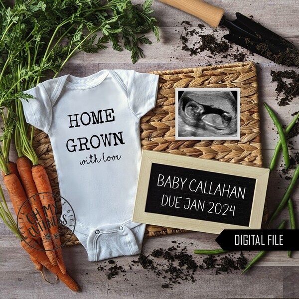 Home Grown Digital Pregnancy Announcement | Garden Theme | Gardener | Gardening | Social Media Pregnancy Announce Idea | Facebook Instagram