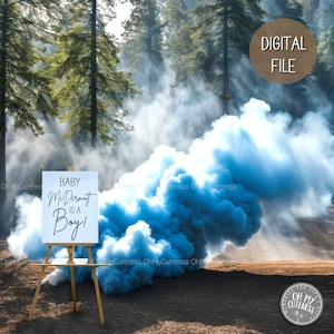 Blue Smoke Cloud Digital Pregnancy Announcement | It's a Boy Gender Reveal Announcement | Custom Social Media Announcement Idea | FB Insta
