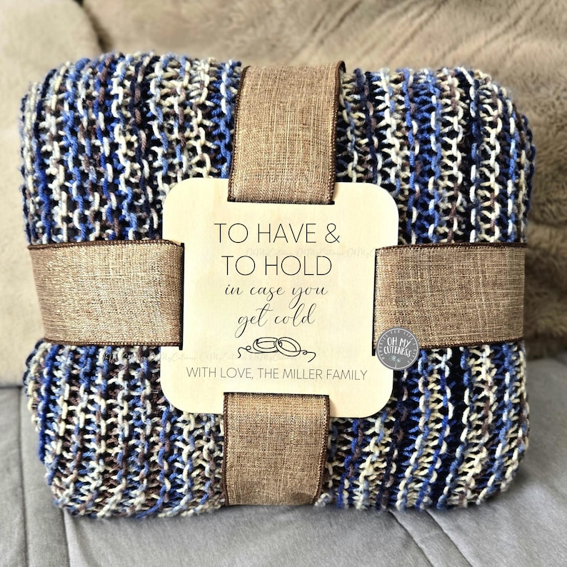 Wood Blanket Tag for Tying with Ribbon and Gifting | Personalized Gift | Special Touch Wedding Gift | Bridal Shower Gift | Newlywed Gift image 3