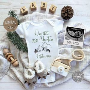 Next Great Adventure Digital Pregnancy Announcement | Mountain Theme | Baby Bear | Social Media Pregnancy Announce Idea | Facebook Instagram