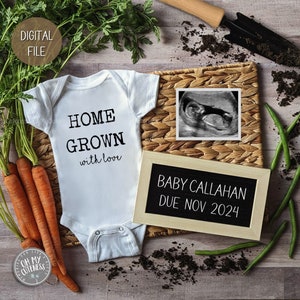 Home Grown Digital Pregnancy Announcement | Garden Theme | Gardener | Gardening | Social Media Pregnancy Announce Idea | Facebook Instagram