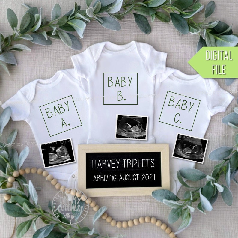 Triplets Digital Pregnancy Announcement Triplet Reveal Social Media Pregnancy Announcement Idea Expecting Three Facebook Instagram