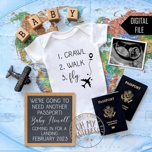 Krabbelgang Fliege Digitale Schwangerschaftsmitteilung | Pilot | Flugbegleiter | Reisebaby | Social Media Schwangerschaftsankündigung Idee | FB Insta