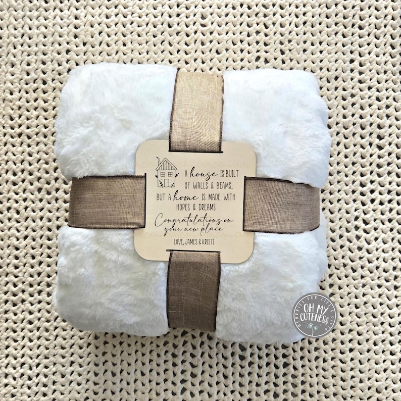 Housewarming Gift, House Warming, New Home Owners, Realtor Closing Gift, Blanket Tag, Personalized Gift, Wooden Tag, Wood Tag
