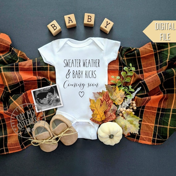 Sweater Weather and Baby Kicks Digital Pregnancy Announcement