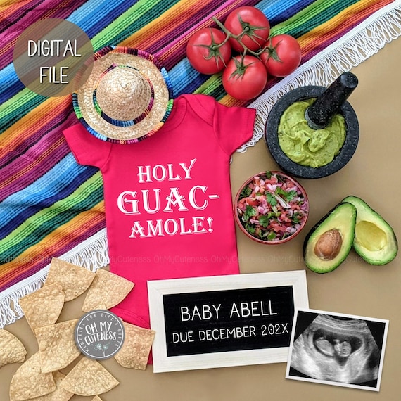 Holy Guacamole Digital Pregnancy Announcement | Cinco De Mayo Baby Announcement | Custom Social Media Announcement Idea | Facebook Instagram
