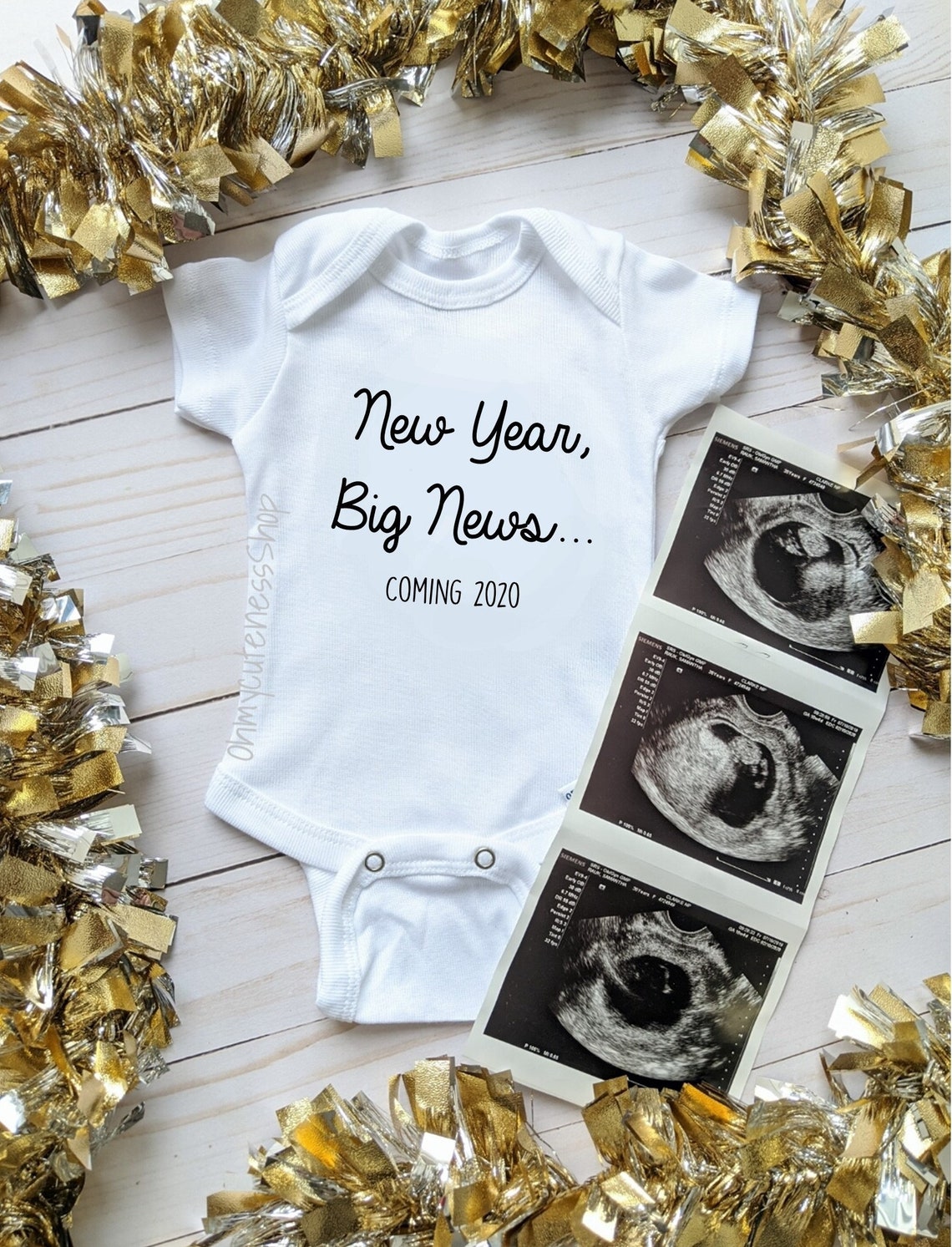 New Year New Baby Custom Pregnancy Announcement Onesie® image 0