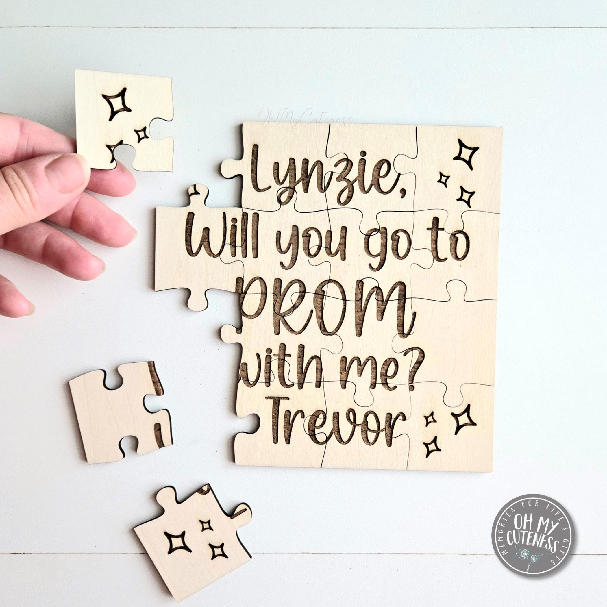"Will You Go To Prom With Me?" Wooden Puzzle – 9-Piece Basswood, 3.5" X 3.5", Promposal Gift Box - View #10