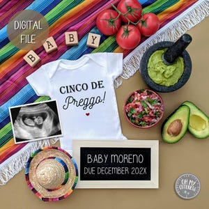 Anuncio de Embarazo Digital Cinco De Preggo / Anuncio de Bebé Fiesta Cinco De Mayo / Idea de Anuncio de Redes Sociales /Facebook Instagram