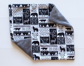 Clever & Brave Woodland Lovey | Baby Lovey | Security Blanket | Woodland Nursery | Baby Shower Gift | Gender Neutral | Wolves Bear Deer Fox