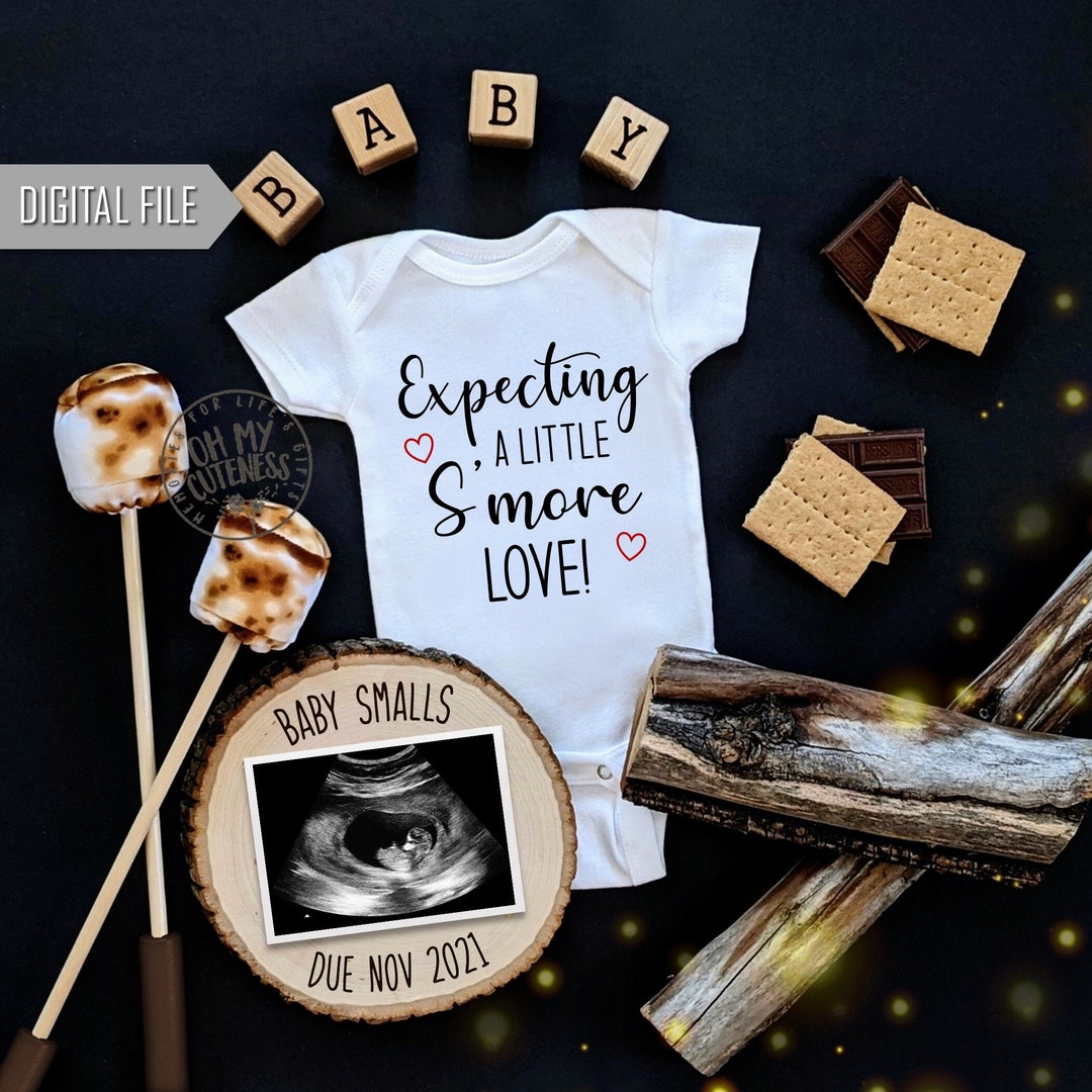 Smore Love Digital Pregnancy Announcement Camping Theme Marshmallow