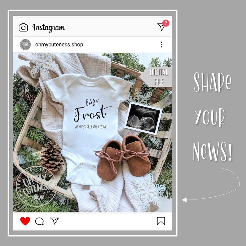 Winter Baby Digital Pregnancy Announcement Snow and Pine Etsy