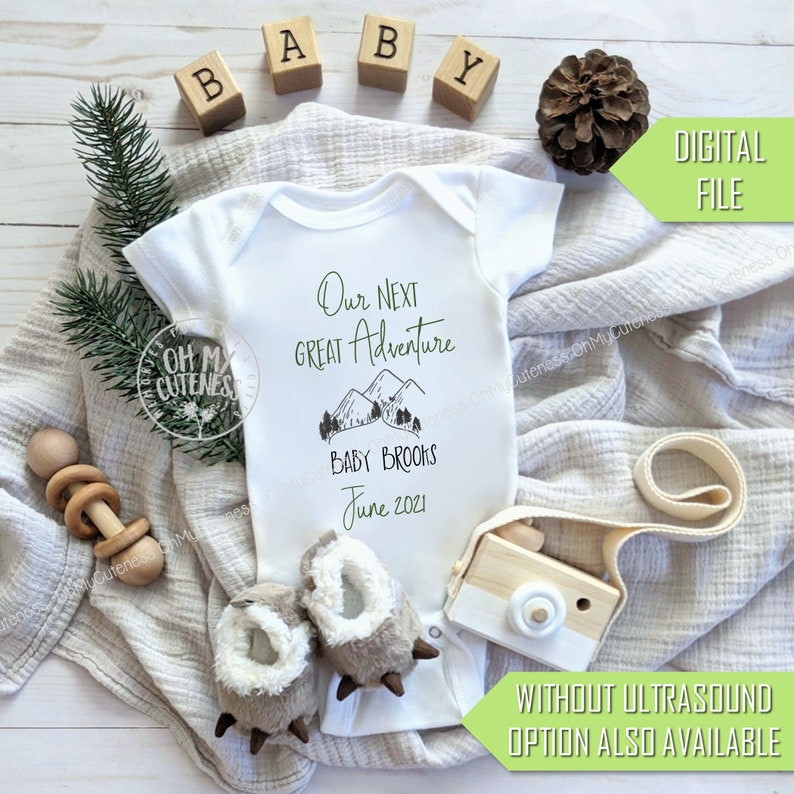 Next Great Adventure Digital Pregnancy Announcement Mountain Theme Baby Bear Social Media Pregnancy Announce Idea Facebook Instagram image 5