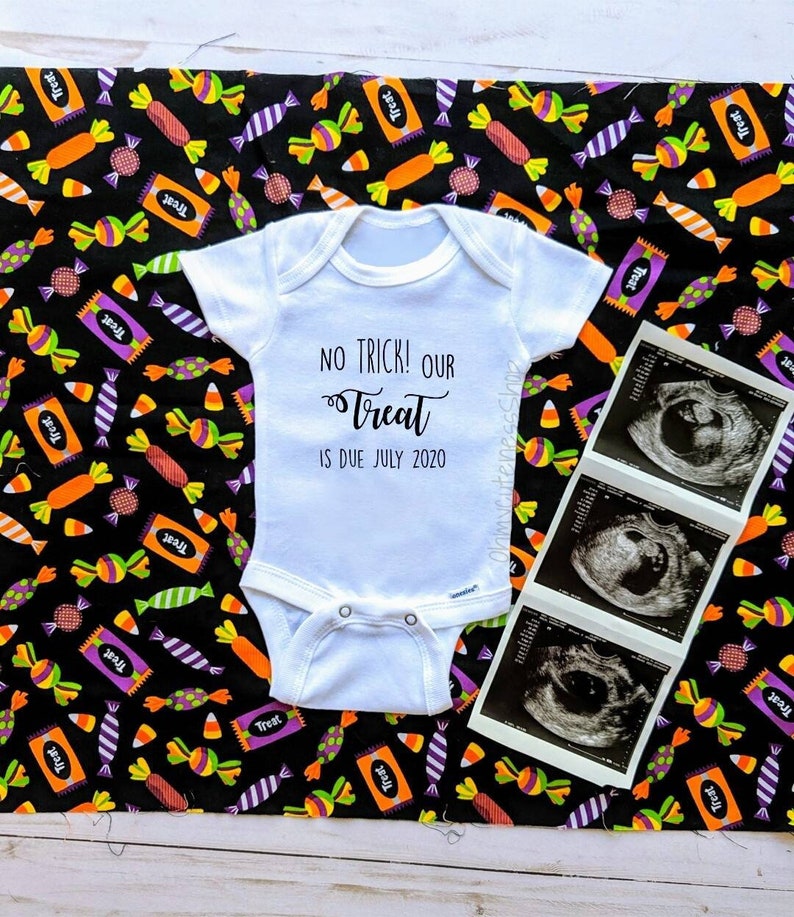 Halloween Pregnancy Announcement Onesie® Trick or Treat Etsy
