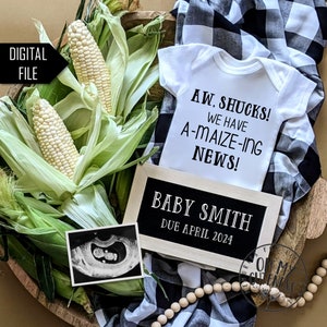Corn Digital Pregnancy Announcement | Maize | Country | Farm | Best News Ever Custom Social Media Pregnancy Announcement Idea | Facebook IG
