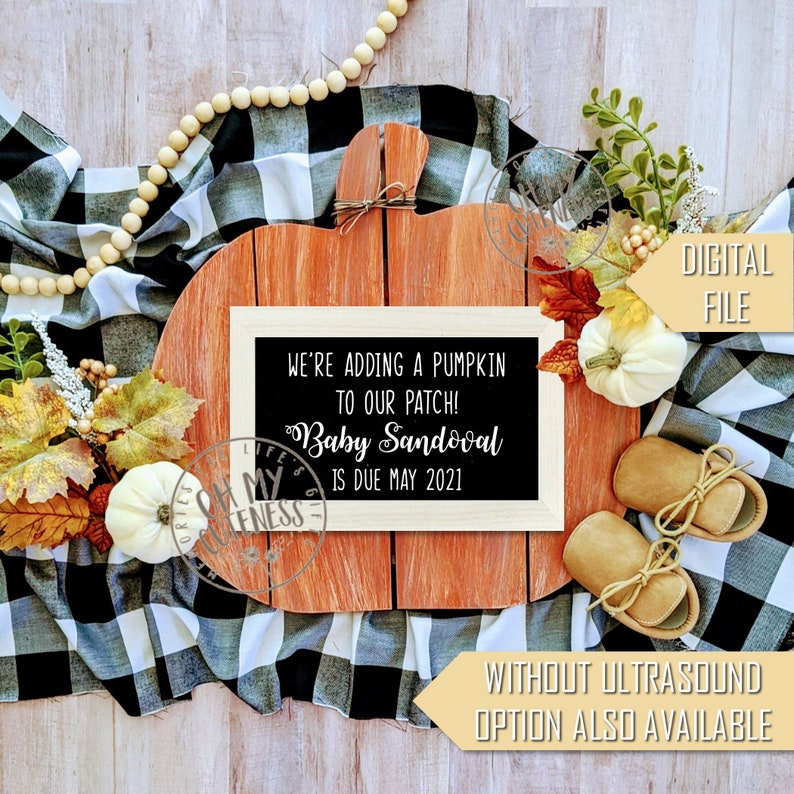 Adding a Pumpkin to Our Patch Digital Pregnancy Announcement - Etsy