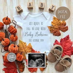 Get Ready to Fall in Love Digital Pregnancy Announcement | Autumn Baby | Custom Social Media Pregnancy Announcement Idea |Facebook Instagram