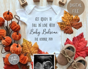 Get Ready to Fall in Love Digital Pregnancy Announcement | Autumn Baby | Custom Social Media Pregnancy Announcement Idea |Facebook Instagram