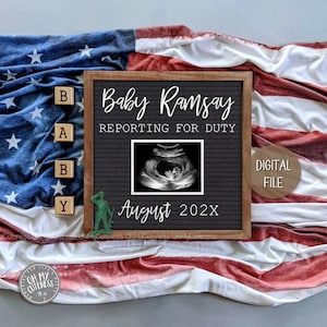Baby Reporting for Duty Digital Pregnancy Announcement | Independence Day | 4th of July Social Media Announcement | Military |Facebook Insta