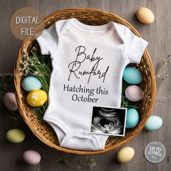 Baby Hatching Easter Digital Pregnancy Announcement | Easter Baby Announcement | Spring | Basket | Custom Social Media Announcement | FB IG