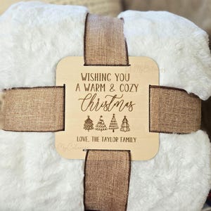 Wood Blanket Tag for Tying with Ribbon and Gifting | Personalized Gift | Special Touch Christmas Gift | Holiday Gift | Teacher Gift