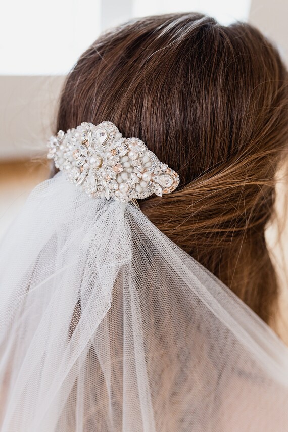 PALOMA Blush Hair Comb, Art Deco Inspired Bridal Comb  display picture 1