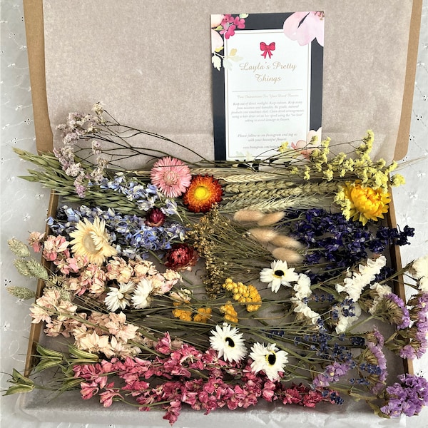 Cottage Garden Dried Flowers Crafting Box/Letterbox Flowers/Posy in a Box/Mini Posies/Gift Topper/Birthday