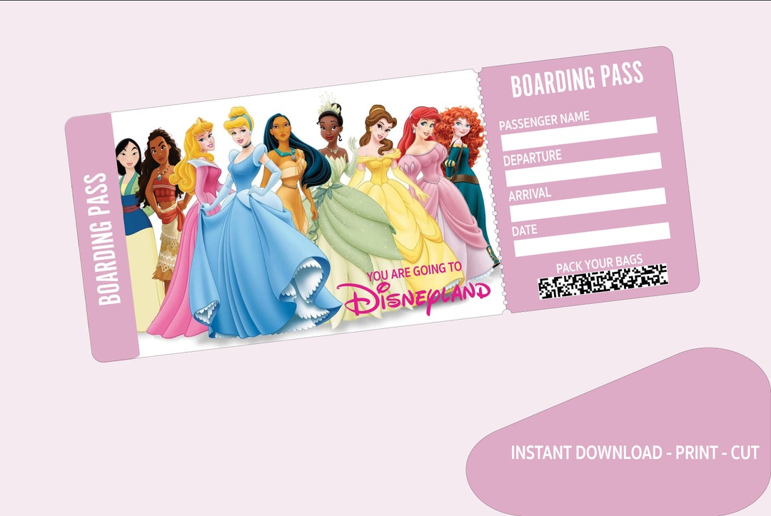 Disneyland Printable Airline Ticket Boarding Pass Template, Vacation ...