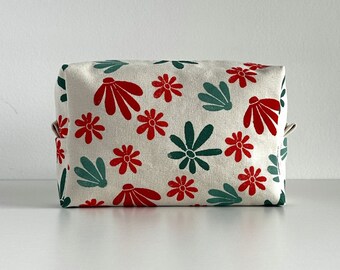 Handbedruckte Kosmetiktasche aus Bio-Baumwolle