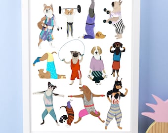 Dogs At The Gym Print