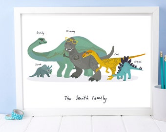 Personalised Dinosaur Family Print