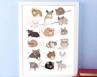 Mice In Glasses Print