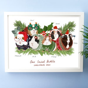 Personalised Social Bubble Family Christmas Guinea Pig