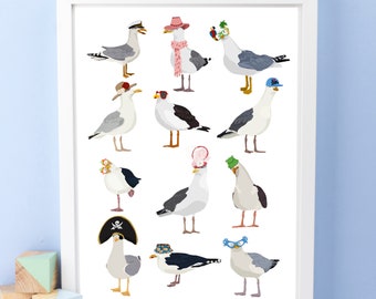 Seagulls At The Seaside Print
