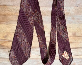 1930s Chevrons and Paisleys Stripe Brocade Tie