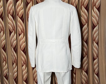 1930s Palm Beach Cloth Belted Back Suit Size 38