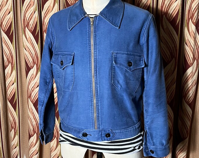 Vintage French Moleskin Cyclist Jacket Size S M Etsy