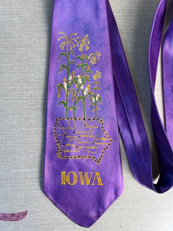 1940s 1950s Hand Painted Iowa State Tie