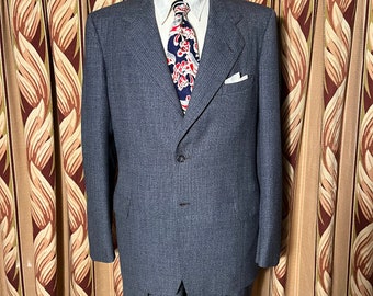 1949 Steel Blue Atomic Fleck Granite Cloth Suit Size 38 40