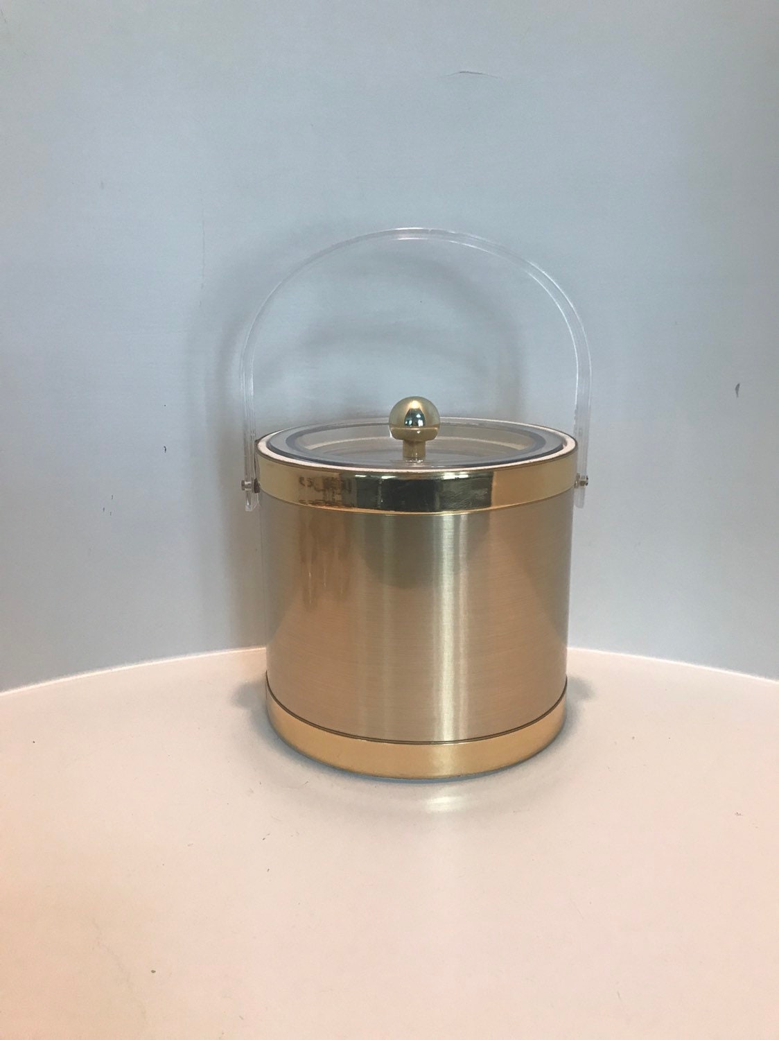 Vintage Briard Gold Ice Bucket With Lucite Lid and Etsy