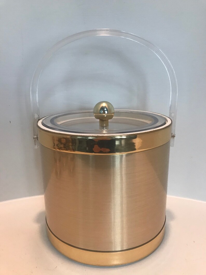 Vintage Briard Gold Ice Bucket With Lucite Lid and Etsy
