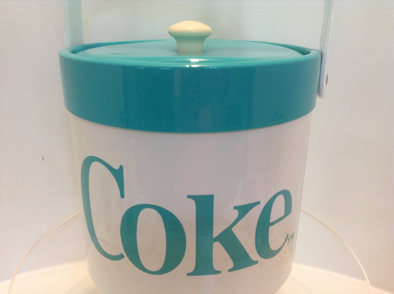Vintage Retro Coca Cola Turquoise and White Vinyl Ice Bucket Etsy