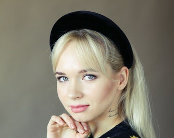 Black Velvet Padded Headband, Women's Wide Hair Band